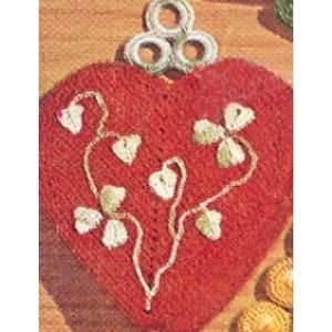 Vintage Crochet PATTERN to make   Heart Leaf Applique Pot Holder. NOT 