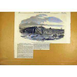   Viaduct Penzance Railway Storm Gale Ruins Print 1853