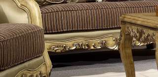 Antique White Sofa Loveseat Set Gold Tipping Carvings  