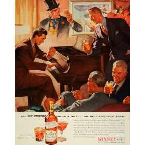 : 1944 Ad Kinsey Distilling Blended Whisky Man Playing Piano Cocktail 