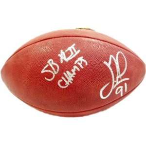 Justin Tuck Autographed SB XLII Football with SB XLII Champs 