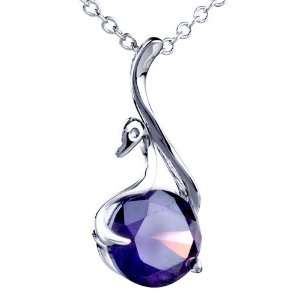  Swan Purple Crystal Pendant Necklace: Pugster: Jewelry