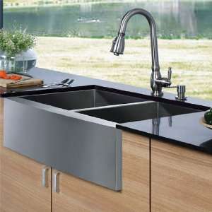  Vigo VG15005 armhouse Stainless Steel Kitchen Sink Faucet 