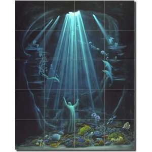 Christ of the Deep by Thomas Deir   Undersea Ceramic Tile Mural 30 x 