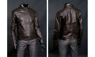 High Qulity Dark Brown Mens Rider Leather Jacket US L  