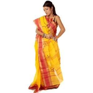  Amber Sari from Bihar with Hand Painted Om   Pure Cotton 
