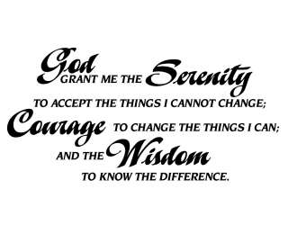 Serenity Prayer Removable Vinyl Wall Art Lettering Decal Quote