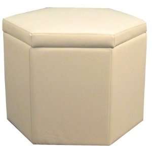  Chase Hexagon Bonded Leather Ottoman in Matte White 
