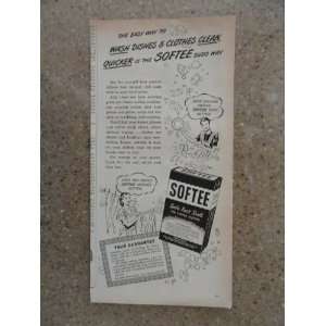  Softee Soap, Vintage 40s print ad. black and white Illustration 