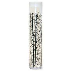   Glass Cylinder Vase with Black Tree Silhouette Design: Home & Kitchen
