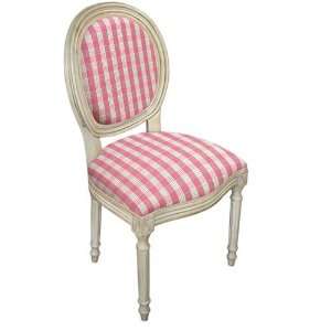  in Pink Fabric Upholstered Side Chairs in White Wash