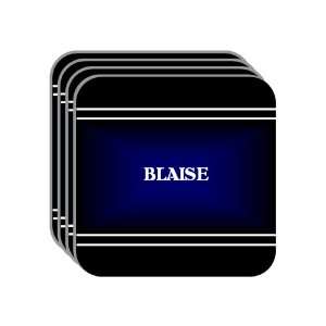 Personal Name Gift   BLAISE Set of 4 Mini Mousepad Coasters (black 