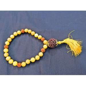   Jade Rudraksha Combination Hand Mala Bracelet with 27+1 Guru Bead