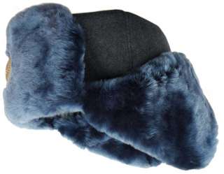 Russian police militsia MVD blue mouton (sheepskin) ushanka winter hat 