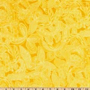  44 Wide Bliss Butterflies Tonal Gold Fabric By The Yard 