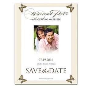  290 Save the Date Cards   Butterfly Frame of Four In Cream 