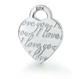   Bling Jewelry Sterling Silver I Love You Heart Tag ID Pendant: Jewelry