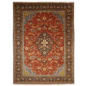  99 x 130 Red Persian Hand Knotted Wool Sarough Rug 