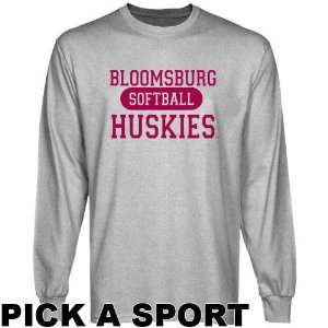  Bloomsburg Huskies Ash Custom Sport Long Sleeve T shirt 