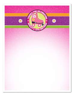 ROLLERSKATE Birthday Party Sparkle THANK YOU NOTES  