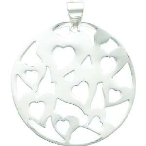  Sterling Silver Heart Round Pendant: Jewelry