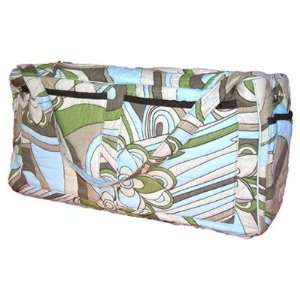   Retro Flowers Quilted Diaper Bag in Blue, Green and Chocolate Baby
