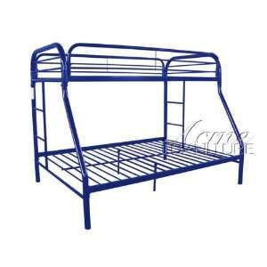 Twin Full Size Metal Bunk Bed Blue Finish