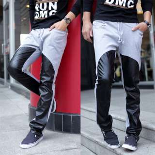  Men’s Long Comfort PU Leather Trousers Casual Leisure Sports Pants