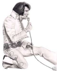 ELVIS PRESLEY LITHOGRAPH POSTER PENCIL DRAWING PRINT #4  