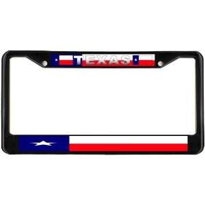  Texas State Flag Black License Plate Frame Metal Holder 