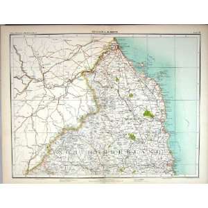 Bartholomew Map England 1891 Alnwick Northumberland 