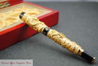 JINHAO Golden Two Chinese Dragons Fountain Pen M Nib  