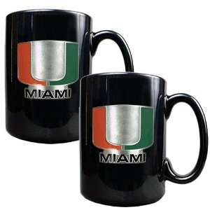 Miami Hurricanes 2 Piece Coffee Mug Set:  Sports & Outdoors