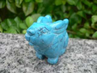   37mm High Turquoise Jasper Gemstone Rabbit Figurine S6089  