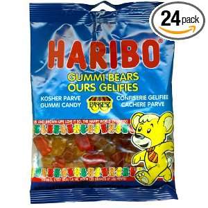 Haribo Gummi Bears, 5.29 Ounce Bags (Pack of 24):  Grocery 