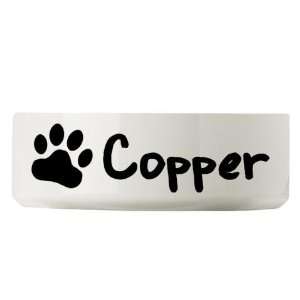   Copper Personalized Paw Print Stoneware Large Dog Bowl: Pet Supplies