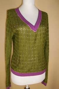 Missoni for Target Open Weave V neck Sweater Top M Green