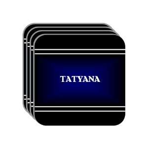 Personal Name Gift   TATYANA Set of 4 Mini Mousepad Coasters (black 