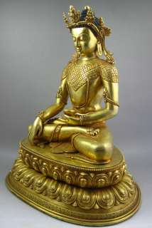 Old Tibet Tibetan 24k Gilt Bronze Tara Buddha Statue  