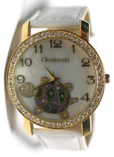 White Girly ICE Funky Bling Tortoise Crystal Watch ACG4  