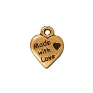  12mm Antique Gold Made With Love Charm by TierraCast Arts 