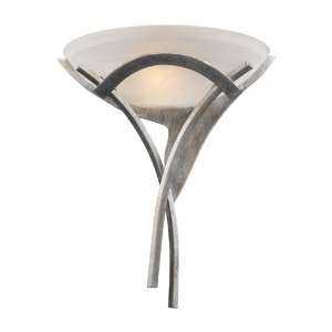    TS Aurora 1 Light Sconce, 18 Inch, Tarnished Silver with Amber Glass