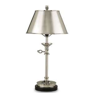   Light Library Table Lamp, Nickel/Black Finish with Nickel Brass Shade