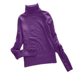 color Fashion women turtleneck sweater tops new cotton knit shirt 