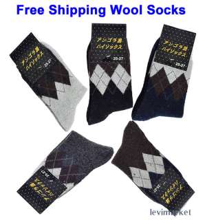   Warm In Winter Argyle Socks Angora Black Gray Coffee Blue Color  