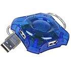 Port USB 2.0 Mini Hub with 18 USB Cable Translucent Blue NEW Retail 