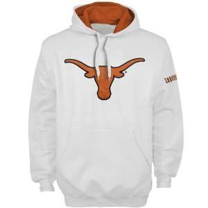 Texas Longhorns White Big Twill Logo Pullover Hoody Sweatshirt (Large)