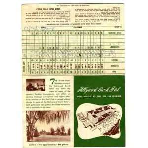  Hollywood Beach Hotel Golf Score Card Florida Everything 