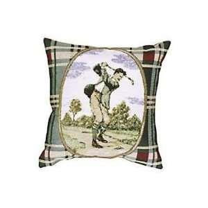  Set of 2 Victorian Gentleman Plaid Golf Throw Pillows 12 