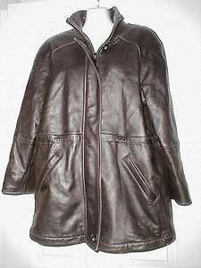 Womens Talbots Brown Leather Coat Jacket Small  